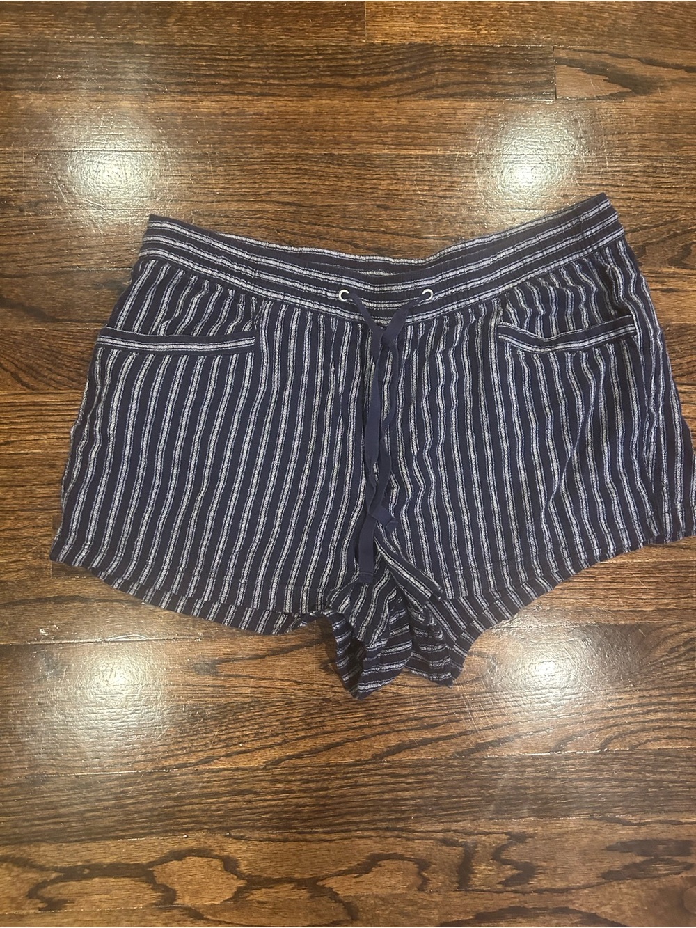 GAP Navy and White Vertical Stripe Drawstring Shorts